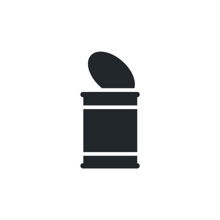 flat vector image isolated on white background, open tin can icon in black colorのイラスト素材