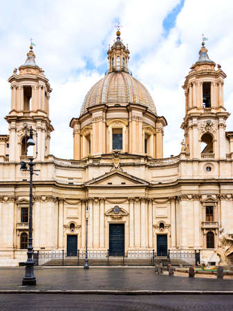 Front view of Sant' Agnes church at Navona Square, Rome, Italyの写真素材