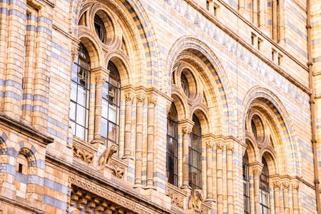 Close up of Natural History Museum facade in London.のeditorial素材
