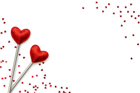 Two love magic wands. Valentine's Day concept. Copy space.