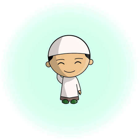 Cute muslim character graphic design with smile and shyのイラスト素材