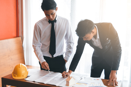 Two engineer or businessman working togetherの写真素材