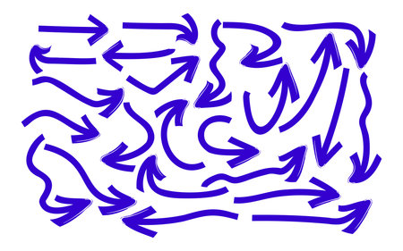 Blue Arrow Icon Set, Direction Flow Illustration, Creative Navigation Arrowsのイラスト素材