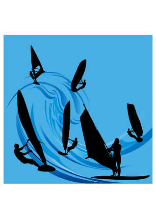 silhouette of surfingのイラスト素材