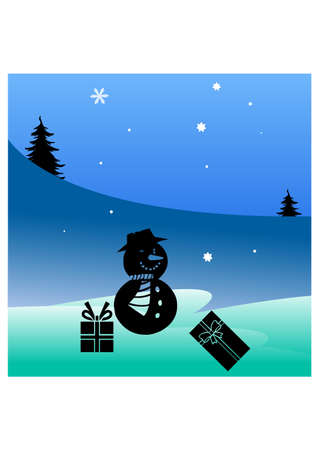 silhouette snowmanのイラスト素材