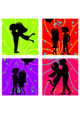 silhouette of first loveのイラスト素材