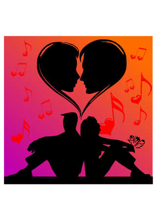 silhouette love on valentine dayのイラスト素材