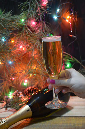 Glasses of champagne with splash, celebration theme.の写真素材