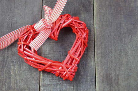 Valentine's Day symbol. Heart on a wooden background.の写真素材