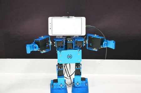 robot from the plastics details programmed on the computer, robotics. Modern training. The hottest gadgets. E-learning. Modern teaching technology. Educationの写真素材
