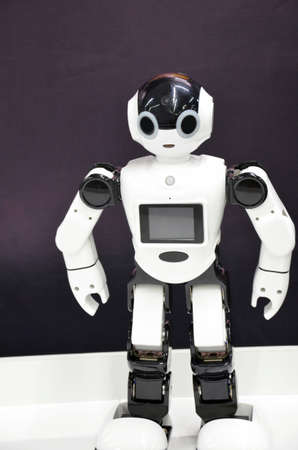 robot from the plastics details programmed on the computer, robotics. Modern training. The hottest gadgets. E-learning. Modern teaching technology. Educationの写真素材