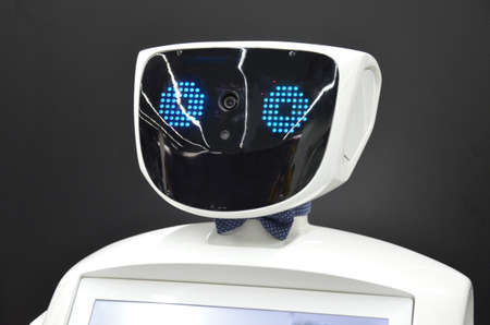 robot from the plastics details programmed on the computer, robotics. Modern training. The hottest gadgets. E-learning. Modern teaching technology. Educationの写真素材