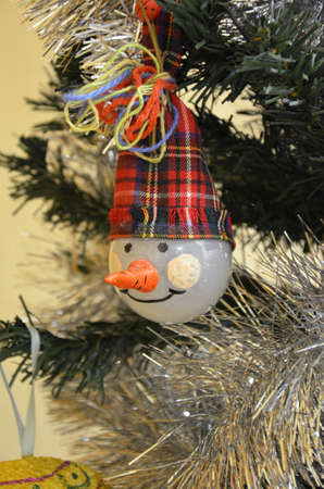 Decorated Christmas tree on blurred, sparkling and fairy backgroundの写真素材