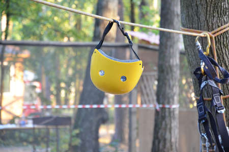 helmet in the adventure Park, closeup