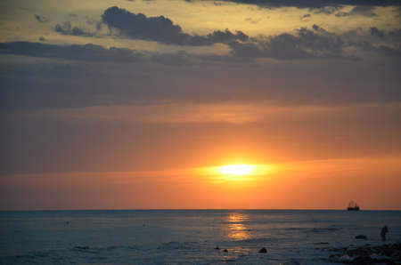 Beautiful sunset above the seaの写真素材