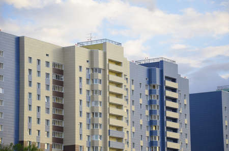 Multi-storey, residential new home on a sunny day.の写真素材