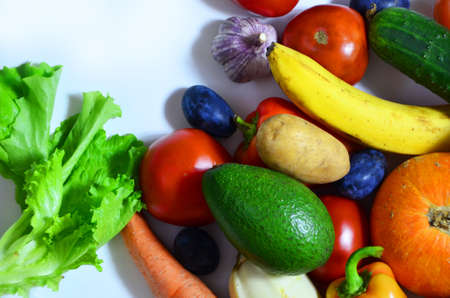 Close up of various colorful raw vegetables vegetarianism, healthy eating, food deliveryの写真素材