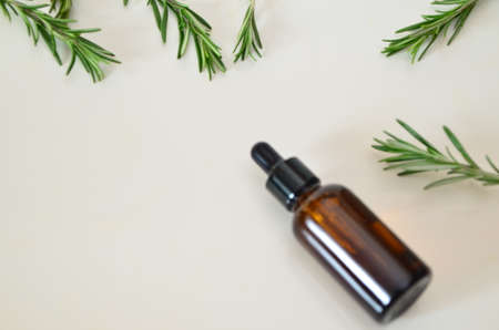 Herbal essential oil on vintage apothecary bottles. Alternative medicine, skin care, aromatherapy and natural medicine.の写真素材