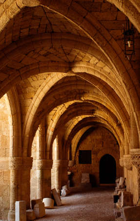 Columns and arcs in the passage of archaeological museum in Rodes. Greeceの写真素材