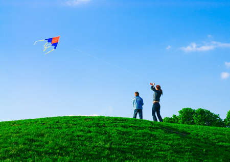 Family kiteの写真素材