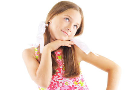 Little girl posing in fashion styleの写真素材
