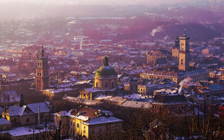 View of the city of Lviv (Lvov) in Western Ukraineの写真素材