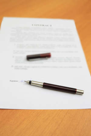 fountain pen on the background blurred documentの写真素材