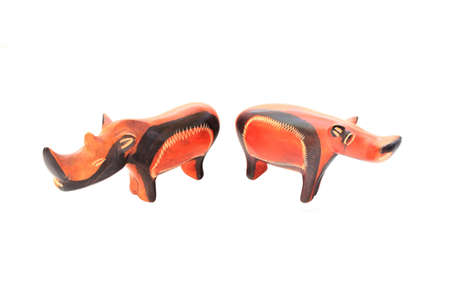 Traditional crafts from Africa. two limestone figures of african animals.の写真素材