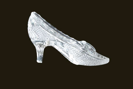 Crystal women's shoes on a black backgroundの写真素材