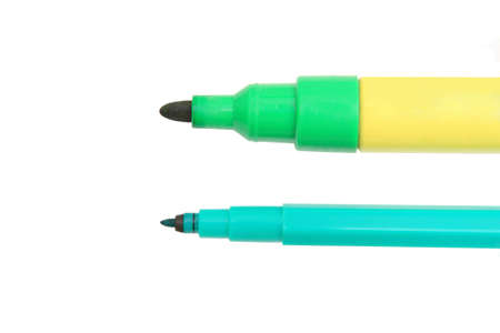 two different thickness pen on a white background isolatedの写真素材