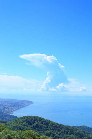 storm cloud is formed over the sea near to sea coastの写真素材