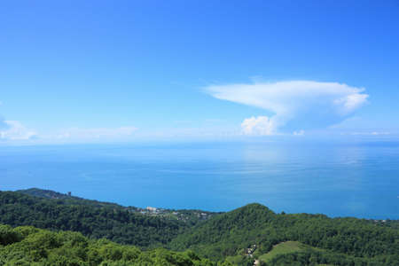storm cloud is formed over the sea near to sea coastの写真素材