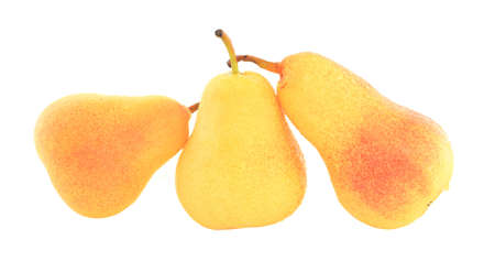 three pears on white background isolatedの写真素材