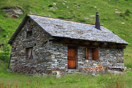 old mountain hut from natural stoneのeditorial素材