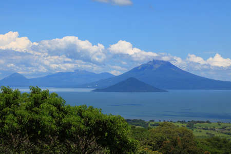 group of volcanoes on the shore of Lake Managua  Nicaraguaの写真素材