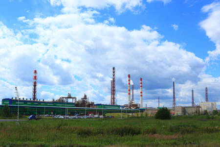 chemical plant producing phosphate and nitrogen fertilizersの写真素材