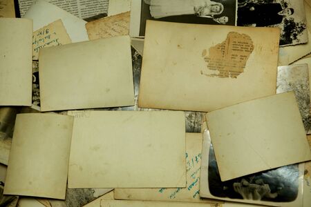 Structure consisting of old, fragmentary, dirty photosの写真素材