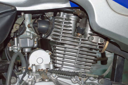 Right view of an air-cooled internal combustion engine mounted on a motorcycle