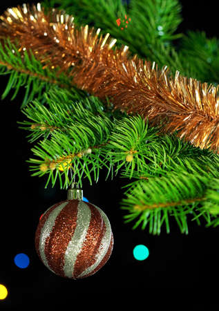 Beautiful christmas decorations hanging on christmas treeの写真素材