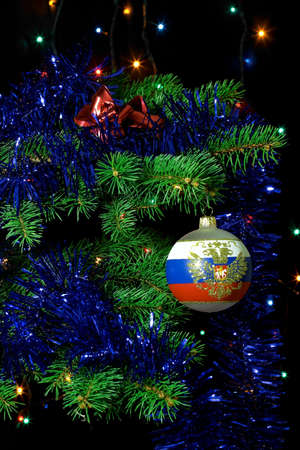 Beautiful christmas decorations hanging on christmas treeの写真素材