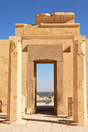 View through Gates in Hatshepsut Temple, Luxor, Egyptのeditorial素材