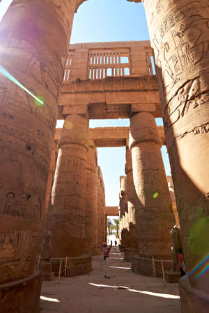 Great hypostyle hall in ancient temple of Amun at Karnak, Egyptのeditorial素材