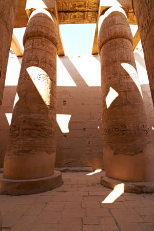Great hypostyle hall in ancient temple of Amun at Karnak, Egypt