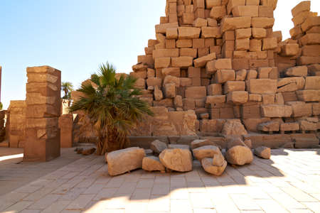 Ruins of the Karnak temple in Luxor, Egyptの写真素材