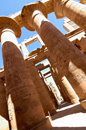 Great hypostyle hall in ancient temple of Amun at Karnak, Egypt