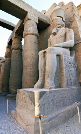 Inside view of Luxor temple in Egypt at dawnの写真素材
