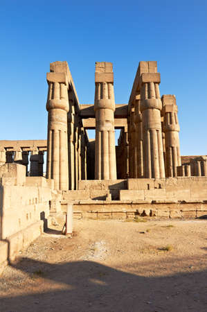Colonnade of the Luxor temple in Egypt at dawnの写真素材