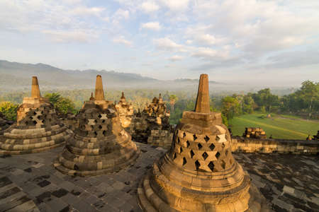 Borobudur temple stupa row in Yogyakarta, Java, Indonesia.の写真素材