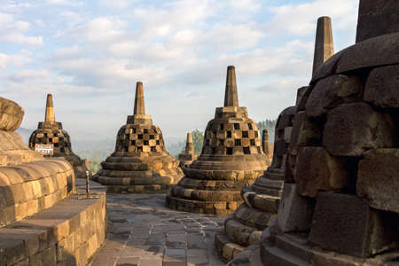 Borobudur temple stupa row in Yogyakarta, Java, Indonesia.の写真素材