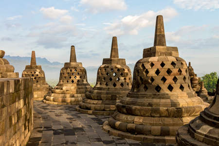 Borobudur temple stupa row in Yogyakarta, Java, Indonesia.の写真素材